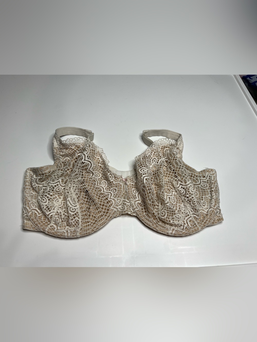 Cacique Lace Overlay lined Bra in Beige Cream 44H